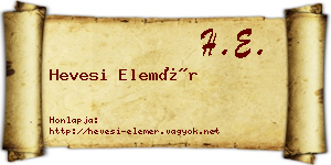 Hevesi Elemér névjegykártya